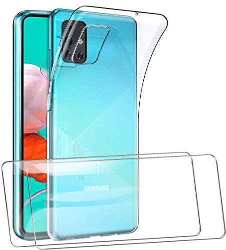 SMYTU Samsung Galaxy A51 Klar Hülle mit Panzerglas,[1 Hülle + 2 Panzerglas] Dünn Schutzhülle Slim Stoßfest Clear Durchsichtige Bumper Cover Handyhülle für Samsung Galaxy A51 - Transparent