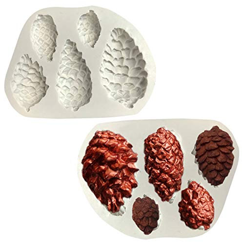 5 Hohlräume Tannenzapfen Mousse Form Kuchenform Silikonform Weihnachten Thema Silikonformen Tannenzapfen Passend für Schokoladen Dessert Eiswürfel Seife Gelee Muffin Kuchen Backen 2-Teiliges Set