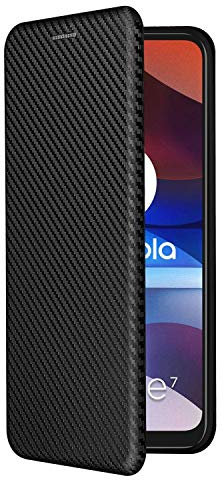SHIEID Hülle für OnePlus 9 Pro, Carbonfaser, Flip Wallet mit Kickstand, Magnetverschluss, Schwarz