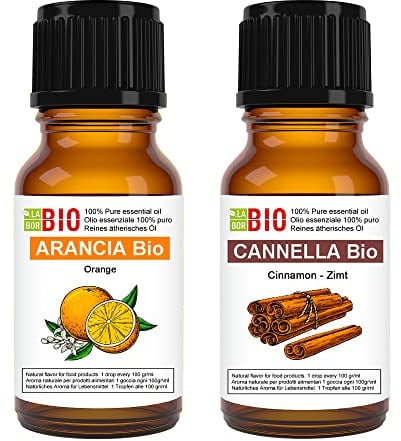 OrangenÖl - ZimtÖl Set Bio Ätherisches Öl 100% Reines - Aromatherapie Kosmetik Therapeutische - Laborbio