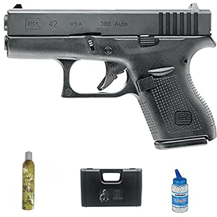 Pistola de Airsoft G42 blowback Gas (Calibre 6mm) | Arma Corta de Bolas PVC + Botella Green Gas + maletín + biberón