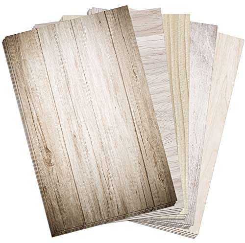 50 Blatt Briefpapier 5x10 MIX | Vintage Holz 5 Motive | Motivpapier A4 | edles Design Papier | beidseitig bedruckt | Set 2 | 90 g/m²