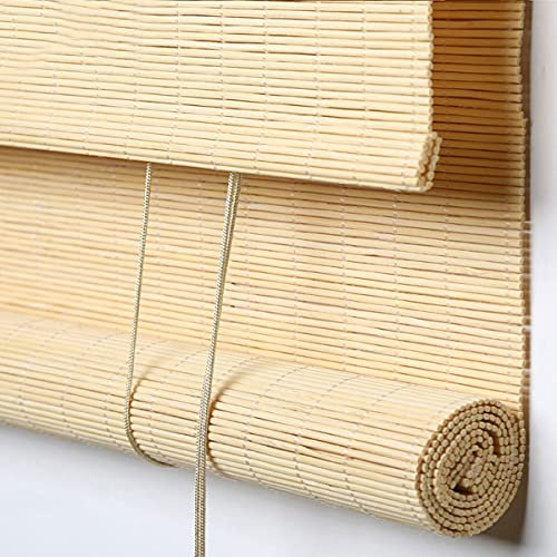 Bambusrollo Rollläden Natur Für Innen und Außen,Balkon Garten Terrasse Sichtschutz Rollo,Seitenzug Fenster Tür Rollos,Holz Jalousie Jalousette,Cool,Blickschutz,lichtdurchlässig (W81xH100cm/32x39in)