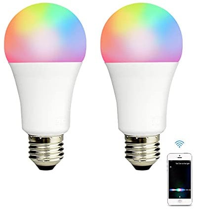 BENEXMART Apple Homekit Smart LED Glühbirne E27 Tuya WiFi Dimmbare Lampe RGBCW Musik Sync Siri Alexa Google Home Sprachsteuerung (2 pack)