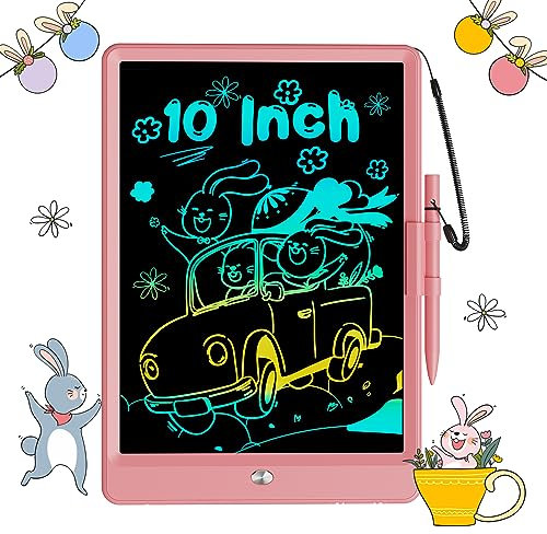 Bravokids 10 Inch LCD Writing Tablet,Doodle Board Drawing Tablet Toys for 3 4 5 6 7 8 Years Old Girls Boys, Electronic Drawing Pad for Kids, Educational Toys Christmas Birthday Gift for Kids (Pink)