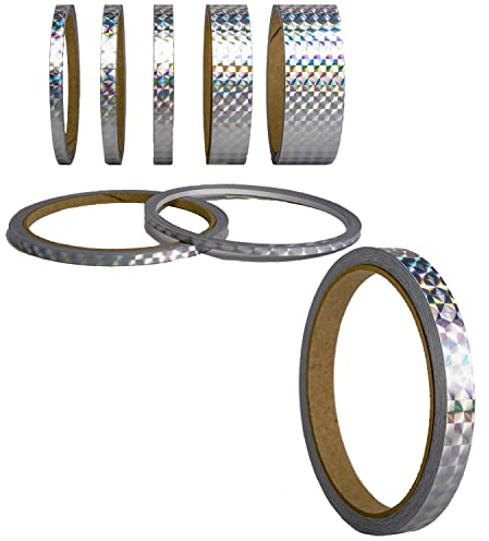 Mosaik Hologramm Oilslick Zierstreifen Aufkleber Selbstklebendes Bastel Zierband Folie Wrap Art Trim Stripes Kreativ DIY Projekte Möbel Fliesen Boden Wände Gestaltung (12 mm, Mosaik Silber)