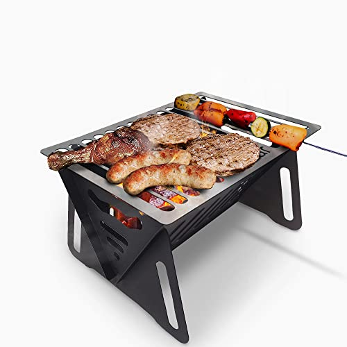Bodkar Holzkohlegrill, tragbarer BBQ-Smoker, leichter Tischgrill für Camping, Picknicks, Garten und Strandpartys, 15,2 x 11,7 x 12,4 cm