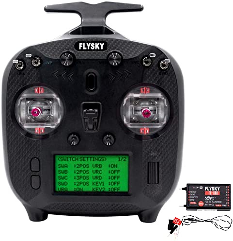 HTLNUZD Flysky FS-ST8 Transmitter Controller 8-10 Channels with FS-SR8 Receiver, 2.4GHz ANT RGB Assistant 3.0 for RC Cars, Boats, Robots, Engineering Vehicles (flysky ST8)