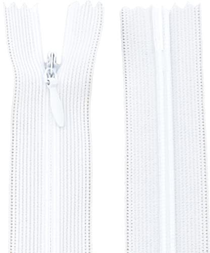 Aerzetix - C61862 - Set di 10 Cerniere Invisibili 60cm Non separabili - Cerniera Lampo - Colore Bianco - pelletteria Jeans Pantaloni Vestito Gonna Abbigliamento Cucito