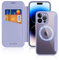 Cover Magnetica per iPhone 14 Pro Max Custodia Compatibile con MagSafe, Retro Antigraffio Trasparente Pelle Flip Case con Slot per iPhone 14 Pro Max Cover (6,7 Pollici, Viola)