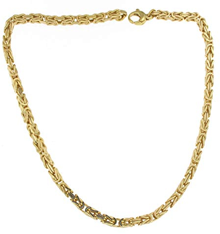 Byzantiner Königskette 18kt vergoldet 5mm Länge 80cm, Halskette Herren-Kette Goldkette Damen Geschenk Schmuck ab Fabrik Italien tendenze