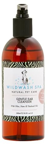 WildWash Gentle Ear Cleanser For Dogs 300ml - Dissolves Dirt and Earwax, Deodorises, Non Stinging Natural Antiseptic - Natural, Sulphate and Paraben-Free for Sensitive Skin