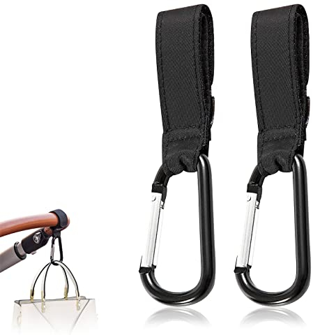 2 Pezzi Ganci per Passeggino,Ganci per passeggino e carrozzina,Sicuri Resistenti,Taglia universale,per Borsa Passeggino,Zaini(Nero)