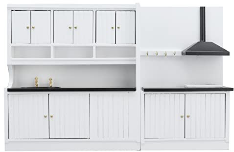 Gabinete de Cocina en Miniatura, Conjunto de gabinete de Cocina para casa de muñecas 1/12 Mostrador de Barra en Miniatura de Madera de Abedul para decoración de casa de muñecas