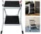 Folding Step Stool 2 Step Ladder Heavy Duty Metal Stepping Stools for Adults Kids, Lightweight Portable Collapsible Small Stool Kitchen Ladder with Anti-Slip Wide Pedal 330Ibs Capacity