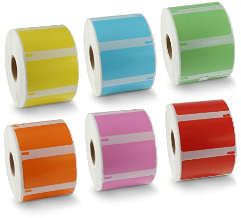 BETCKEY - 6 Rollen 6 Farbe gemischt Mehrzwecketiketten Kompatibel mit DYMO 11354(S0722540), 57mm x 32mm, 6000 Farbige Etiketten für LabelWriter 450, 4XL NICHT passend 550 oder 5XL