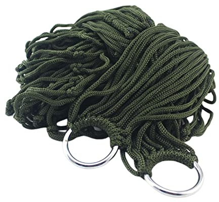 Harilla Mesh-Seil-Hängematte, tragbare Outdoor-Sport-Camping-Hängematte, Netz-Nylon-Schlafbett mit Haken für Garten, Strand, Outdoor, Dunkelgrün