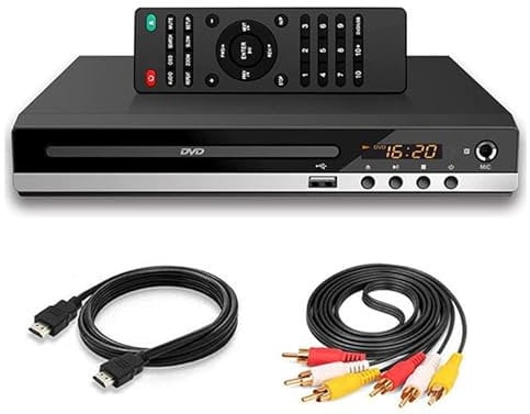 VACANON DVD Player for TV, Full HD 1080P USB Multifunction Player CD VCD DVD Player for Elderly Home Stereo System with AV Cable HDMI Cable Remote Control