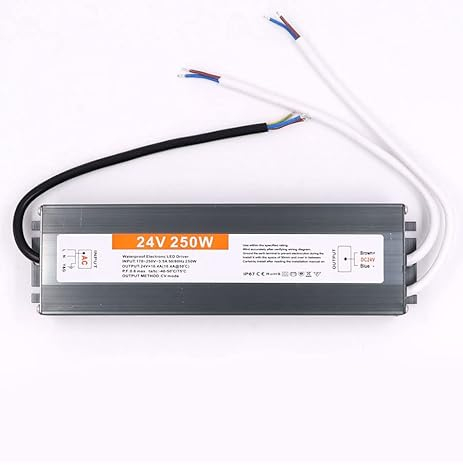 LED Trafo 24V 250W, AC170-250V zu DC24V LED Netzteil Schaltnetzteil, Industrielle Spannungsregulierung am Ausgang Konverter, Wasserdicht IP67 Netzteiladapter Transformator für LED Streifen Beleuchtung