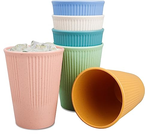 Nakutita 350 ML Bicchieri in Plastica Riutilizzabili, Tazza da Bere Riutilizzabili, Tazze Portatile Multifunzione per Campeggio Bevande Cocktail Acqua Succhi di Frutta Cocktail, 6 Colors