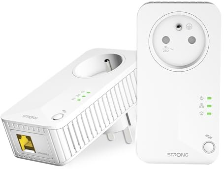 STRONG - Powerline 600 Kit - Duo Prises CPL - Kit CPL - 600 Mbps - Compatible Toute Box/Routeur - Port Ethernet + Prise Filtrée - Installation Rapide - Internet Haut Débit Partout -POWERL600DUOFRV2