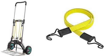 wolfcraft 5503000 - TS 850 Offroad - Diable Pliable pour Jardin et Terrain Extérieur - Charge max.100kg & Master Lock 3226EURDAT Tendeur Plat avec Crochet [100 cm d'Elastique] [Double Crochet Inversé]