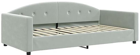 vidaXL Tagesbett, Gästebett 2-in-1, Sofabett Schlafsofa für Schlafzimmer Wohnzimmer, Bettsofa Sofa, Modernes Design, Hellgrau 100x200cm Samt