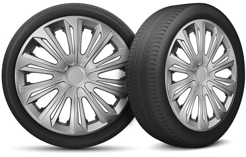 moto-MOLTICO Radkappen 15 Zoll Radzierblenden 4er Set | passend für alle Stahlfelgen - Einstellbarer Sicherungsring - Silber