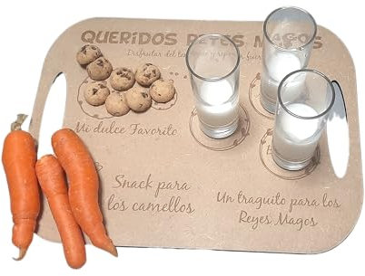 Los Eventos de la Tata. Bandeja para Reyes Magos y Papa Noel Personalizada - Navideña (Reyes Magos)
