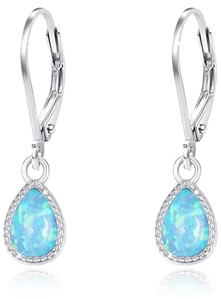 Opal Tropfen Ohrringe 925 Sterling Silber Blau Opal Hängend Ohrringe Mädchen Blau Ohrringe Hypoallergene Schmuck Geschenke für Frauen Opal Ohrringe für Damen Frauen Kinder Tochter Weihnachts