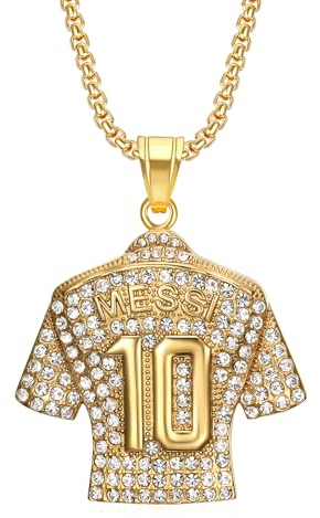 Pardofelis Fußball Anhänger Trikot, Nr.10 Fussball Jersey Halskette Gold Silber Kette Fussball Anhänger, Fußballtrikot Anhänger Kette für Herren und Jungen, Gold