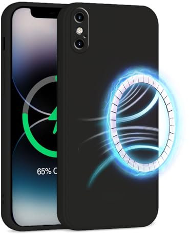 INZ Mag-Safe Magnetic iPhone X & XS Case 5.8-Inch Black Liquid Silicone Gel Rubber Anti Scratch Resistant Soft Slim Protective Cover Protect Compatible for iPhone X & XS