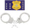 KarneLux Manette della polizia per bambini, in metallo, accessori per costume da polizia, adesivi inclusi, divertimento per carnevale, feste a tema, 22 cm