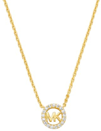 Michael Kors – Damen-Halskette Premium Kors MK aus goldfarbenem Sterlingsilber mit Logo-Anhänger, MKC1726CZ710
