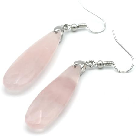 Miracles Minéraux | boucles/puces/clous d'oreille en pierre naturelle |création artisanale| Modèle et pierre au choix (Goutte d'eau facettée | quartz rose)