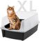 Iris Ohyama Offene Katzentoilette XL, Große Katzenstreubox ohne Deckel, Hoher Rand, Einfach zu Reinigen, Spritzschutz, Für Große Katzen & Kätzchen, BPA-freier Kunststoff