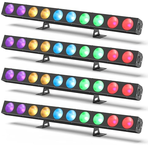 120W Wallwasher Bühnenlicht COB RGBW Partylicht mit 10 pcs 4 in 1 LED Lamp Beads, dmx512 und Sound Aktiviert Effektstrahler für DJ Konzert Party Hochzeiten Nachtclub Tanzsaal (4 Stück)