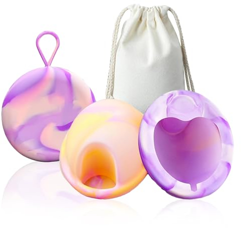 Set di dischi mestruali, 2 dischi periodici di taglia S+L e tasche di stoccaggio, disco mestruale in silicone a prova di perdite, disco periodico riutilizzabile per donne