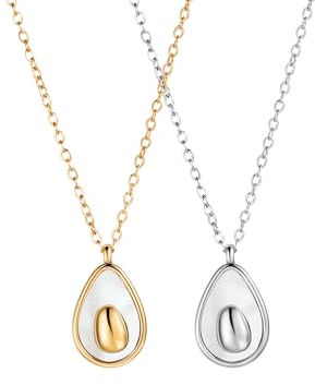 2 Stück Avocado Freundschaftskette Set für Kinder Mädchen Paare Pärchen, Herz Damen Edelstahl Kette Anhänger Freundschaft Haslkette Schmuck Geschenke für für BFF Beste Freunde Freundin Geburtstag