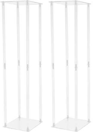 Acryl Blumenständer 2 Stück Vase Stand Boden Modern Pflanzenständer Hochzeit Mittelstücke Rechteckige Acrylrohr säule für Hochzeiten Geburtstagsfeiern Jubiläen 20x20x80 Transparent