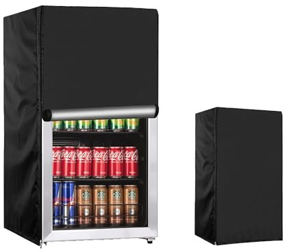 YZNKLXF Beverage refrigerator cover 20''L x 20''W x 34''H,Suitable for 3.2 cu ft Beverage fridge/Mini fridge, 600D Oxford Washable, Reusable, Front can be opened, Black