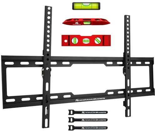 Maclean Supporto TV, Universale OLED/QLED/LCD/LED/Plasma max VESA 600x400, 32-80, 45 kg, regolazione dell'inclinazione +0°~-10°,Ultra sottile Distanza dalla parete 28 mmm MC-413