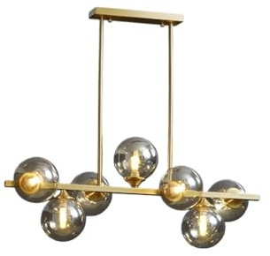 Modern Pendelleuchte Moderner Glaskugel-Kronleuchter aus Goldmessing, lineare Pendelleuchte, kreative Molekül-Hängeleuchte aus der Mitte des Jahrhunderts for Schlafzimmer, Wohnzimmer, Esszimmer, Flur(