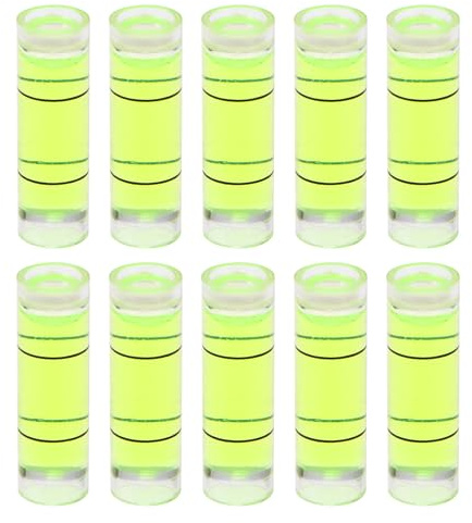 sourcing map 10pcs Small Cylindrical Bubble Level Vials 9.5x31mm PMMA Mini Horizontal Bubble Spirit Level Measuring Layout Tools for RV TV Picture Frame Hanging Tool Leveler