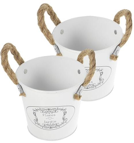 BEBEMOKO 2piezas Maceta De Hierro Vintage Diseño De Cubo Florero para Decoración del