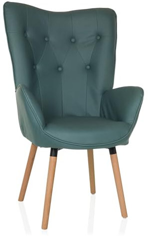 hjh LIVING Ohrensessel in Velour-Optik HAVENIO I Sessel für Wohnzimmer Schlafzimmer, Polsterstuhl mit Holzbeinen, Stoff Mint