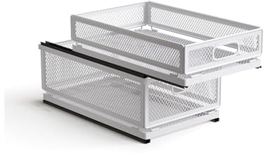 Ausziehbare Schublade KüChe, Schrankauszug Teleskopschublade, Küchenschrank Korbauszug, Kein Bohren und Nageln Erforderlich KüChenschublade (,) (Doppelschicht, 40 cm T x 24 cm B x 25,5cm H)