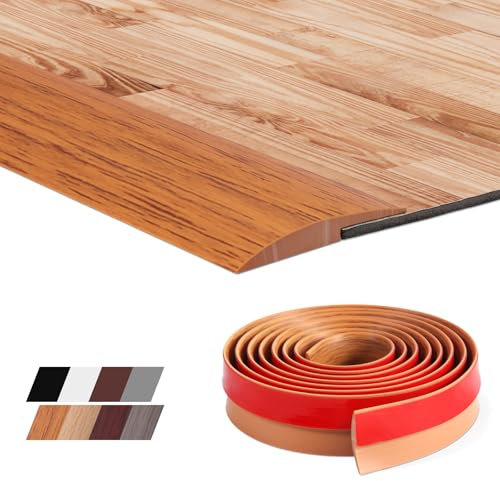 2M Self-Adhesive Floor Transition Strips Carpet Trim Strong Adhesive, Ideal for Carpet, Laminate, and Tile Thresholds, Doorways, and Edging (5mm,Yellow Wood Grain)
