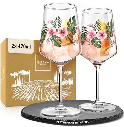 ElbFuchs® Aperitifgläser (2x470 ml) Serie Tropical Breeze [GESCHENKIDEE] Spülmaschinenfest & robust, Bunte Wein- und Cocktailgläser beliebt für Spritz-Getränke, Hugo, Negroni, Limoncello, u.v.m.