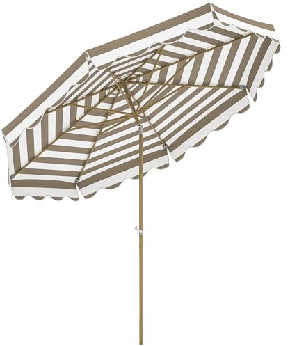 Outsunny Ombrellone da giardino ottagonale inclinabile Ø 2,7 x 2,4 m con chiusura a manovella, tessuto 180 g/m², protezione UV, ombrellone per balcone, terrazza, grigio chiaro